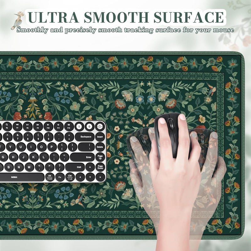 iCasso Desk Mat for Keyboard and Mouse, Large Mouse Pad, Desk Pad Mat, Anti-Slip Big Mousepad with Stitched Edges for Computer Desktop(Deep Green) - Image 3